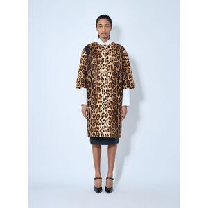 Prada Women Single-Breasted Leopard Print Drill Coat